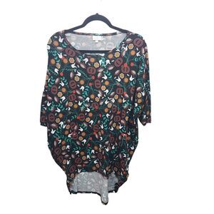 Lulu Roe Womens Sz 2XL Multicolor Floral 3/4 Sleeve Long Blouse